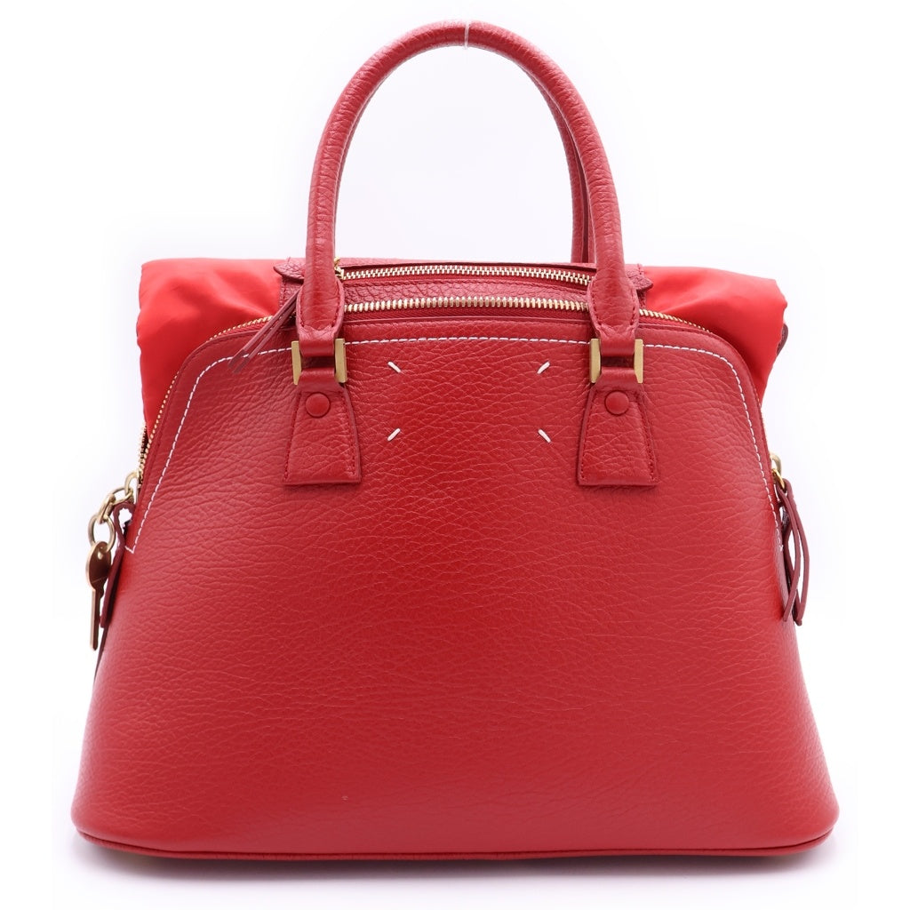 MM6 Maison Margiela(エムエムシックスメゾンマルジェラ) 5AC ミディアム 2WAYバッグ ハンドバッグ ショルダーバッグ レッド レザー ゴールド金具 レディース