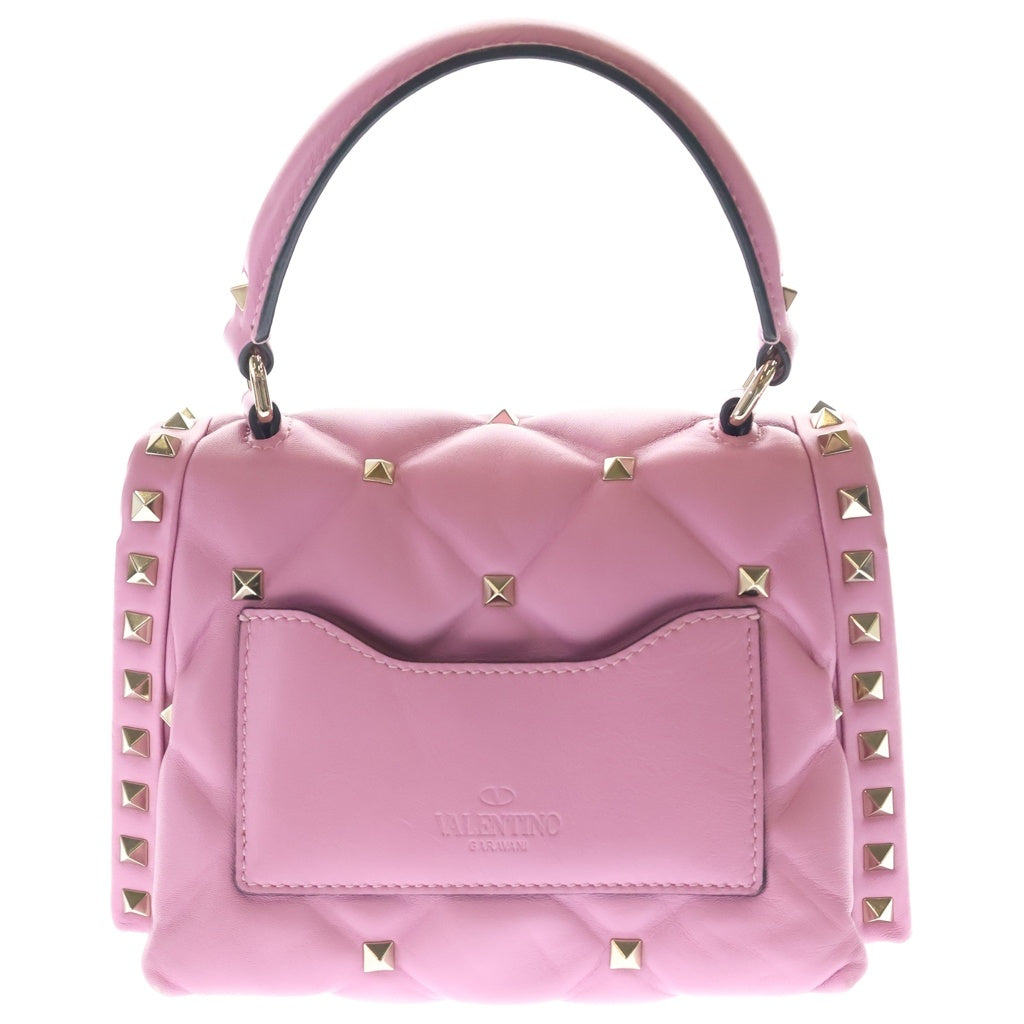VALENTINO(ヴァレンティノ) キャンディロックスタッズ 2WAYバッグ ハンドバッグ ショルダーバッグ ピンク レザー ゴールド金具 レディース