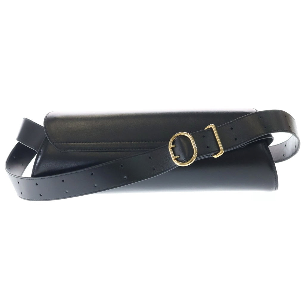 JIL SANDER NAVY(ジルサンダーネイビー) カンノーロ ショルダーバッグ ブラックレザー ゴールド金具 レディース