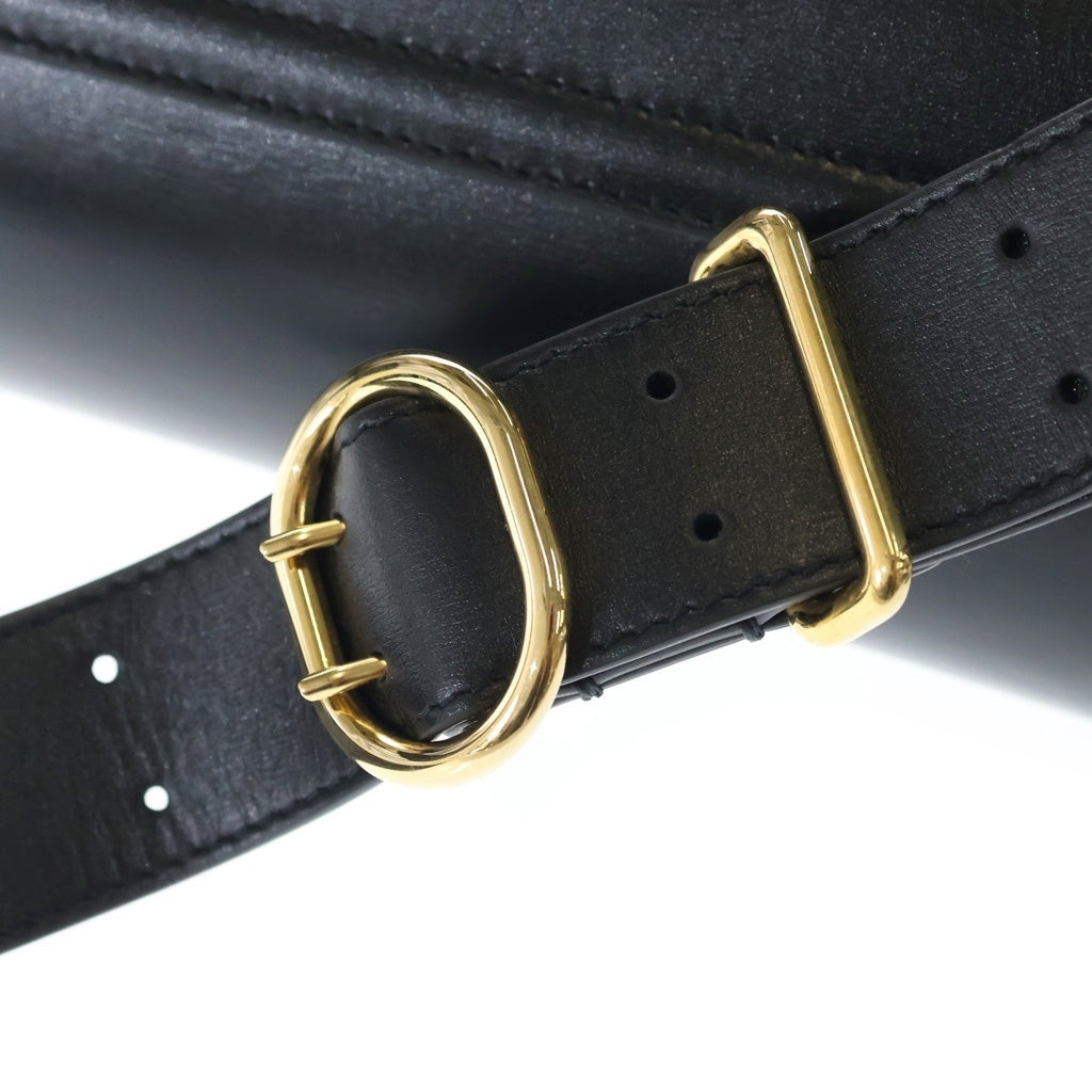 JIL SANDER NAVY(ジルサンダーネイビー) カンノーロ ショルダーバッグ ブラックレザー ゴールド金具 レディース