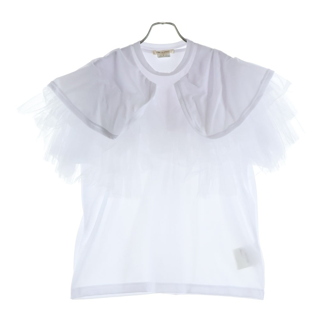 COMME des GARCONS(コムデギャルソン) 22SS AD2021 オーガンジー レイヤード ボリュームスリーブ メッシュ 半袖Tシャツ カットソー ホワイト レディース GI-T009
