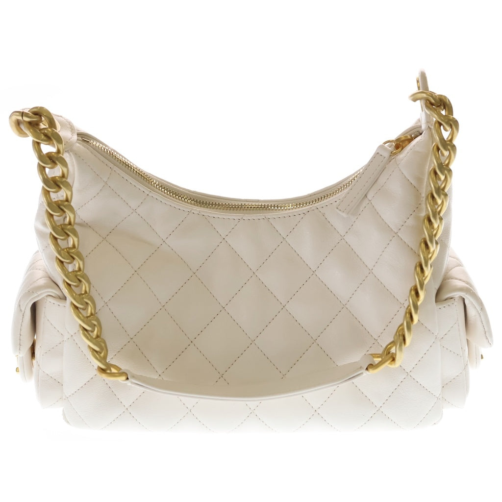 CHANEL(シャネル) マトラッセ マキシ ホーボー バッグ ラムスキン ゴールド金具 チェーントートバッグ AS5339 ホワイト レディース