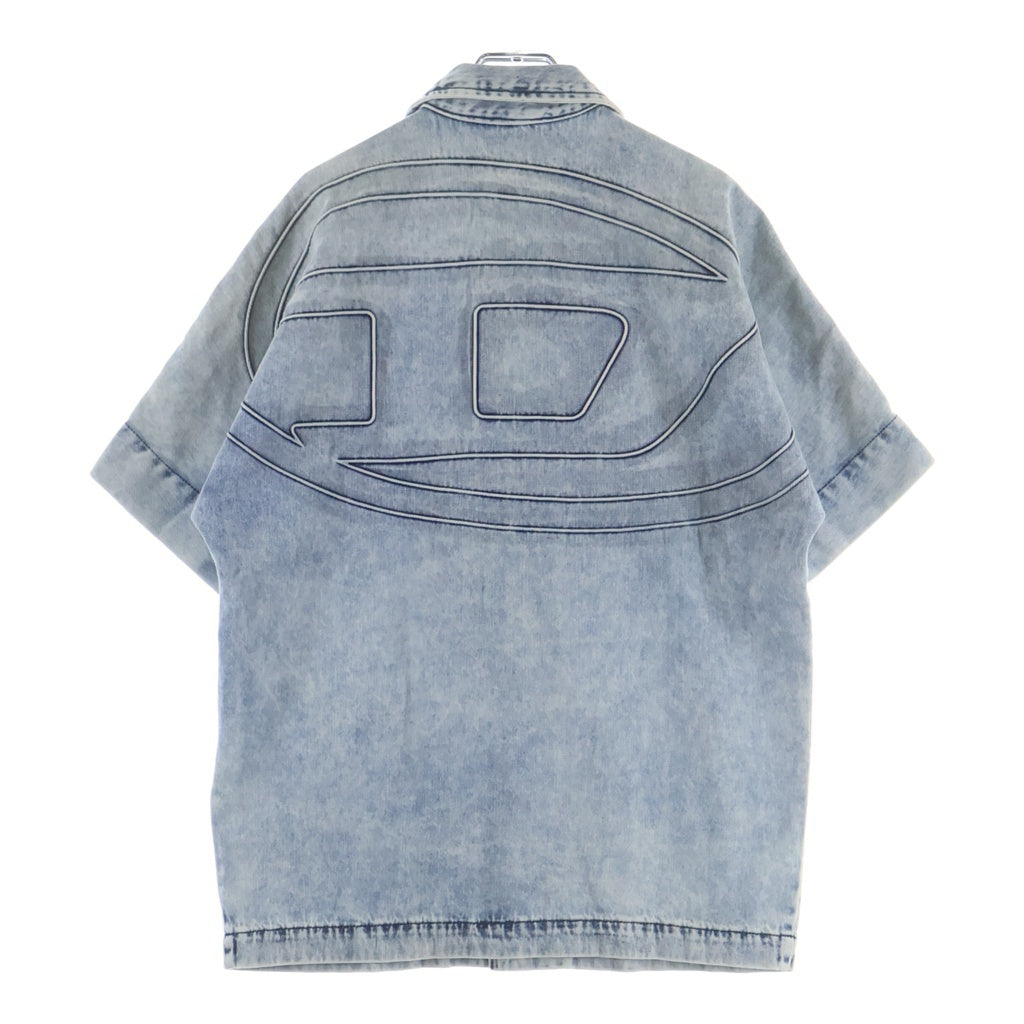 DIESEL(ディーゼル) D-Nabil-S バックロゴ 半袖デニムシャツ ヴィンテージ加工 スナップボタン ブルー A14228
