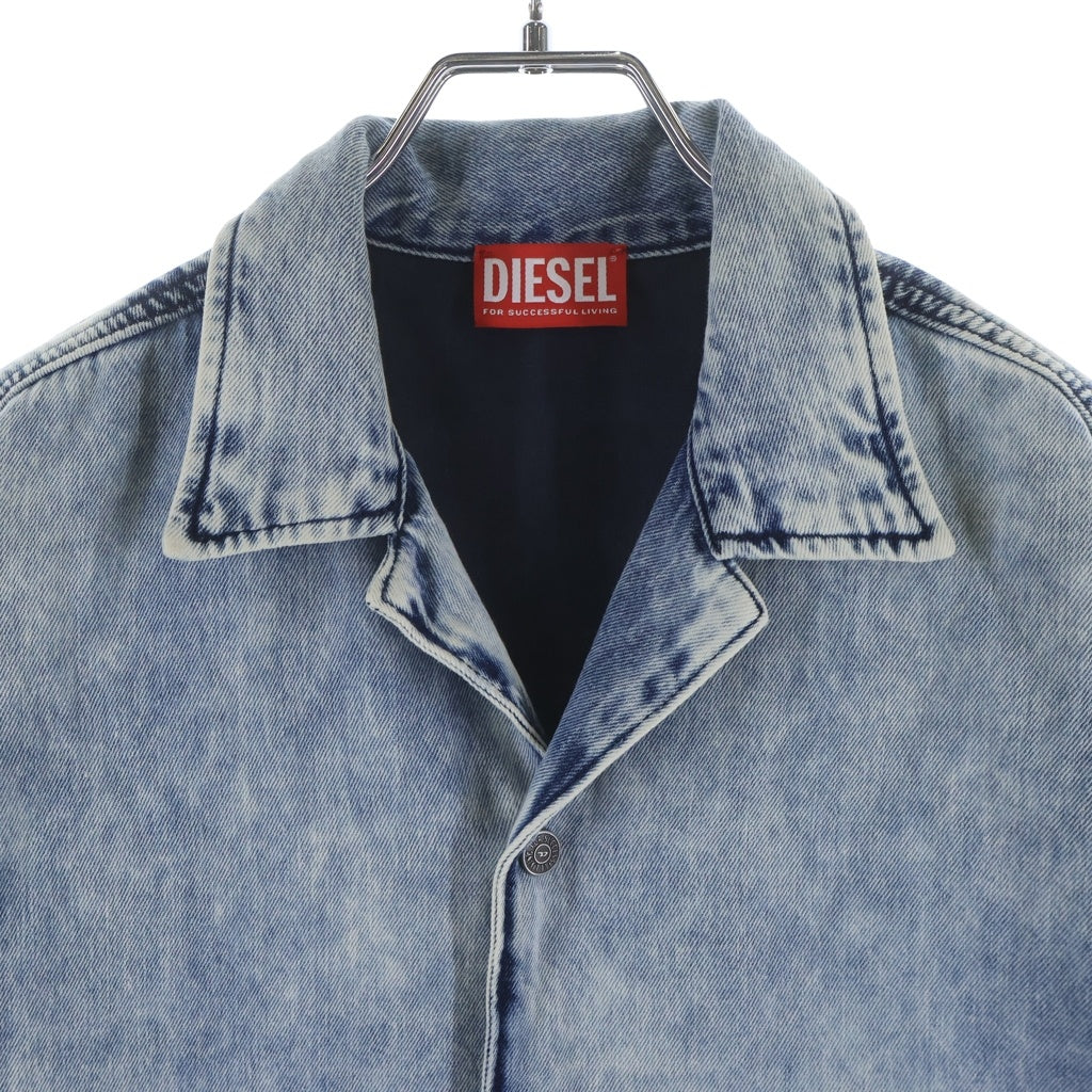 DIESEL(ディーゼル) D-Nabil-S バックロゴ 半袖デニムシャツ ヴィンテージ加工 スナップボタン ブルー A14228