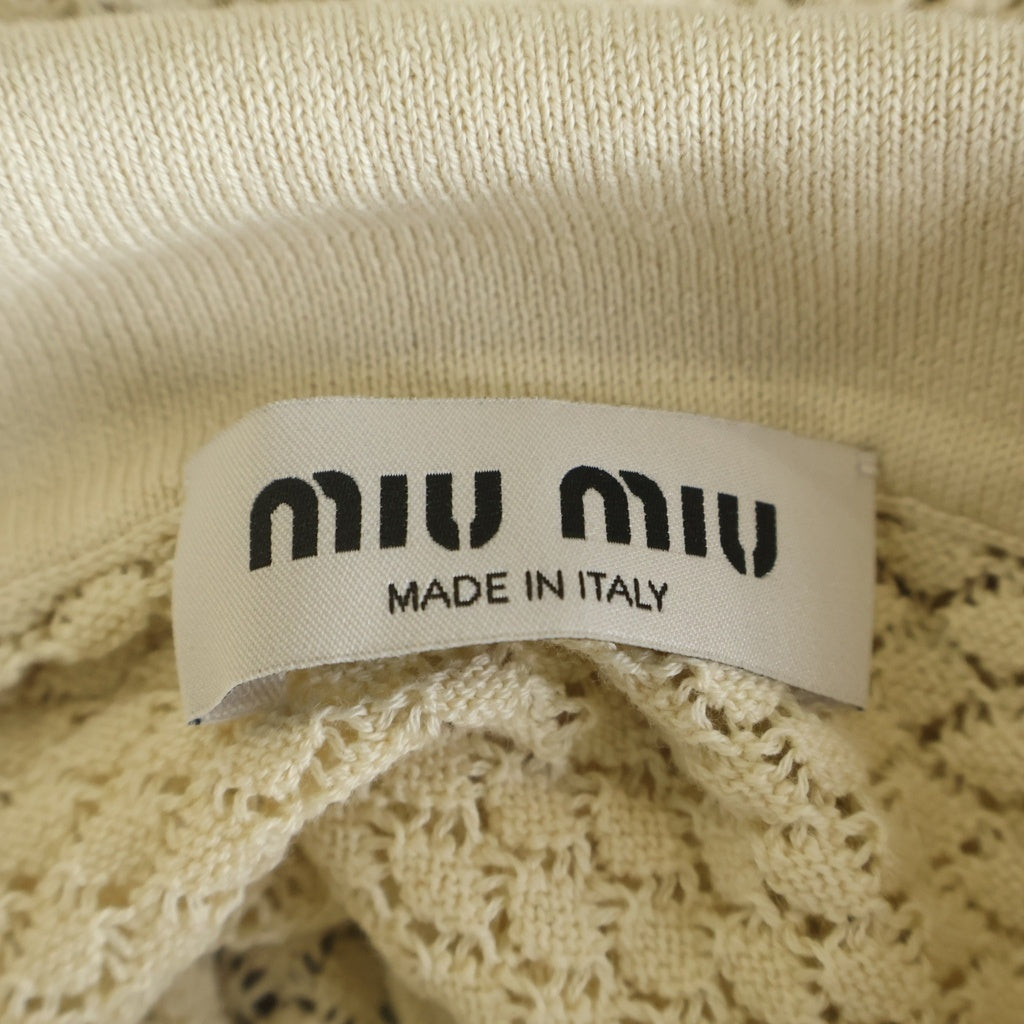 miumiu(ミュウミュウ) ニュートラル ロゴモチーフ ニットポロシャツ ベージュ #38