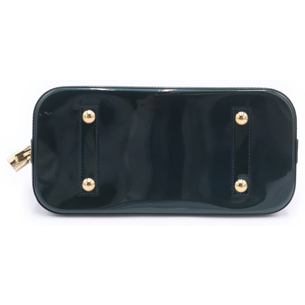 LOUIS VUITTON(ルイヴィトン) モノグラム ヴェルニ アルマPM ブルーニュイ ハンドバッグ グリーン パテント M91613 ゴールド金具 レディース
