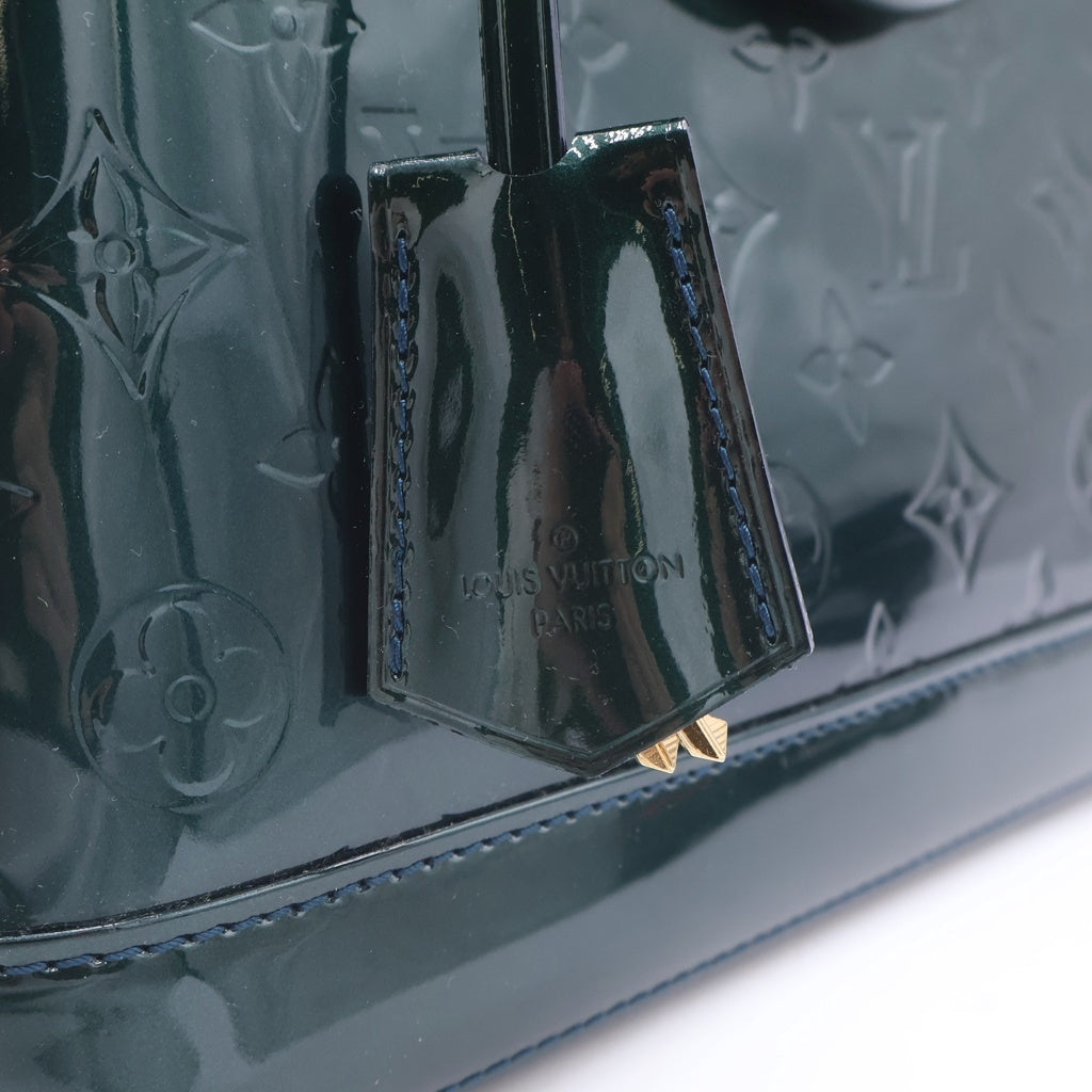 LOUIS VUITTON(ルイヴィトン) モノグラム ヴェルニ アルマPM ブルーニュイ ハンドバッグ グリーン パテント M91613 ゴールド金具 レディース