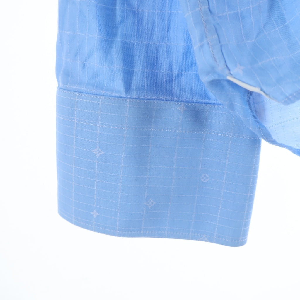 LOUIS VUITTON(ルイヴィトン) モノグラム 長袖シャツ ボタンダウン 総柄 ブルー RM212F
