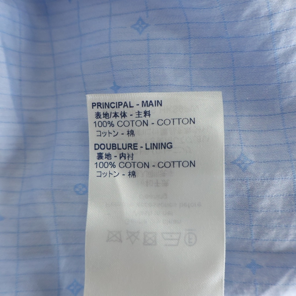LOUIS VUITTON(ルイヴィトン) モノグラム 長袖シャツ ボタンダウン 総柄 ブルー RM212F