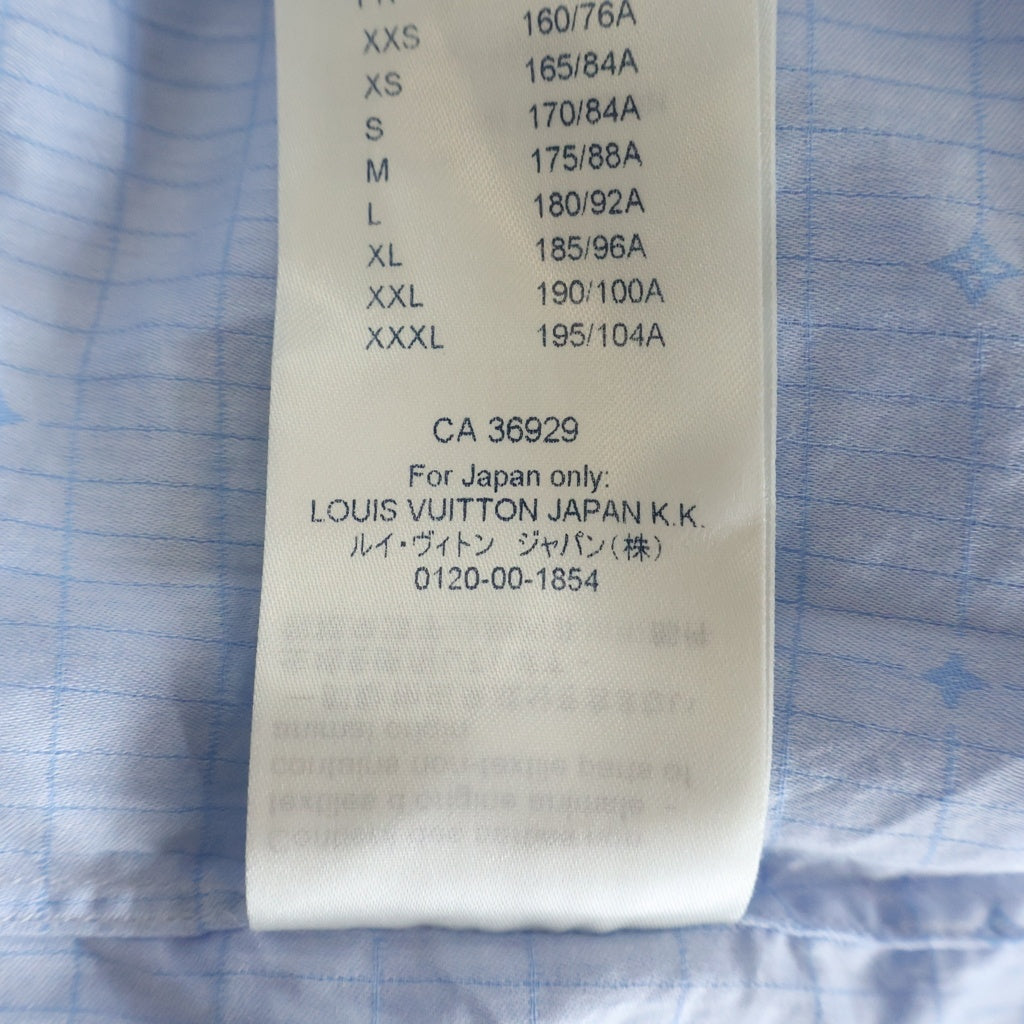 LOUIS VUITTON(ルイヴィトン) モノグラム 長袖シャツ ボタンダウン 総柄 ブルー RM212F