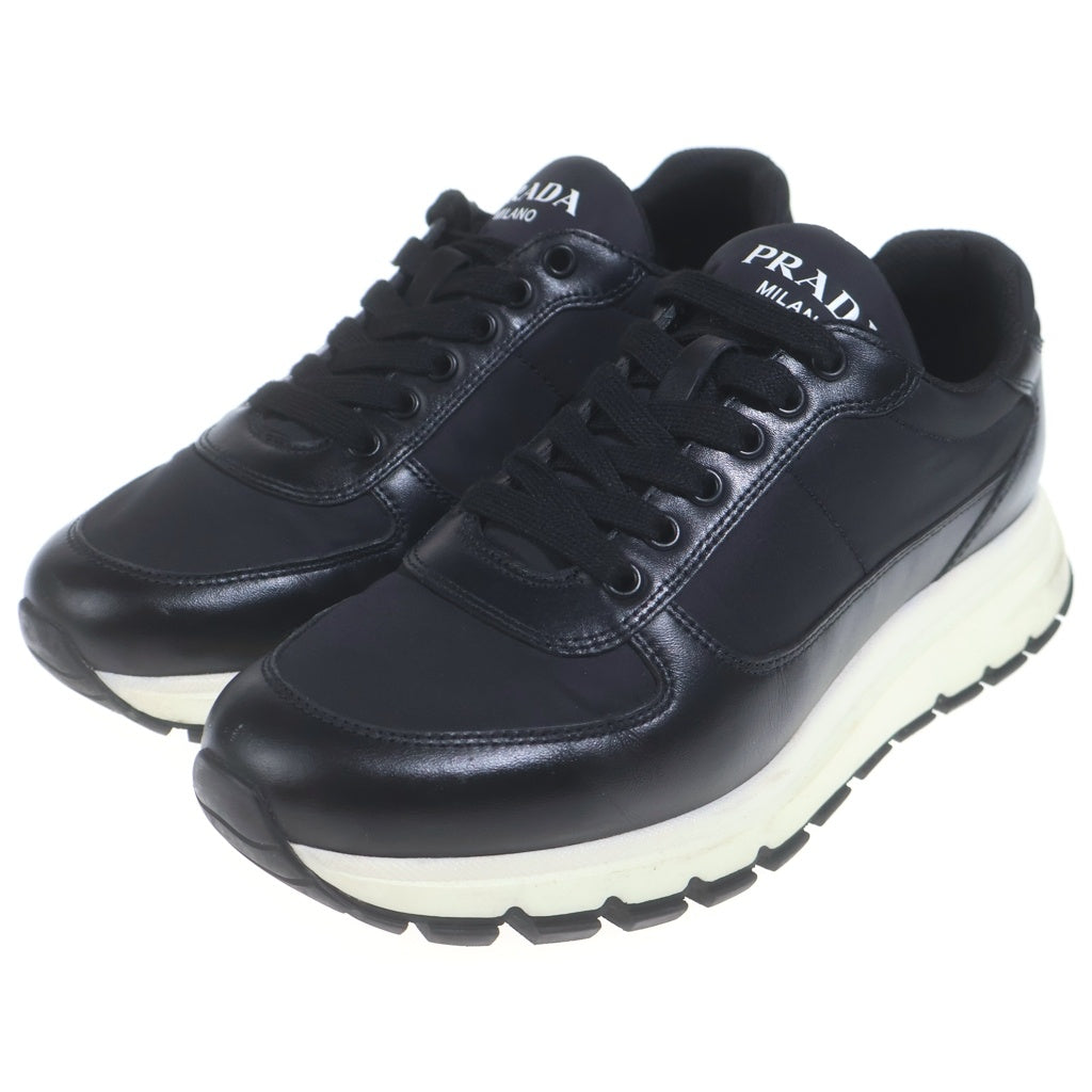 PRADA(プラダ) レザー×テスート スニーカー ホワイト×ブラック #6 1/2