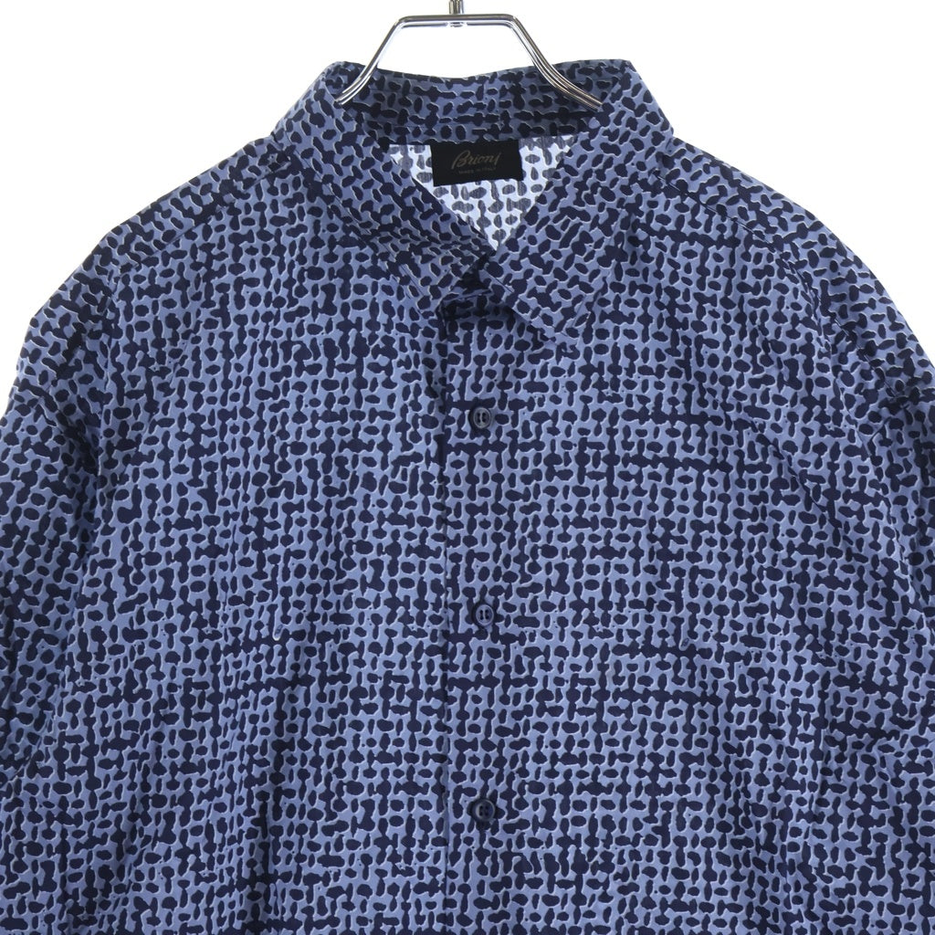 Brioni(ブリオーニ) 長袖シャツ 総柄 ブルーパープル #XL SCCS0L PA021