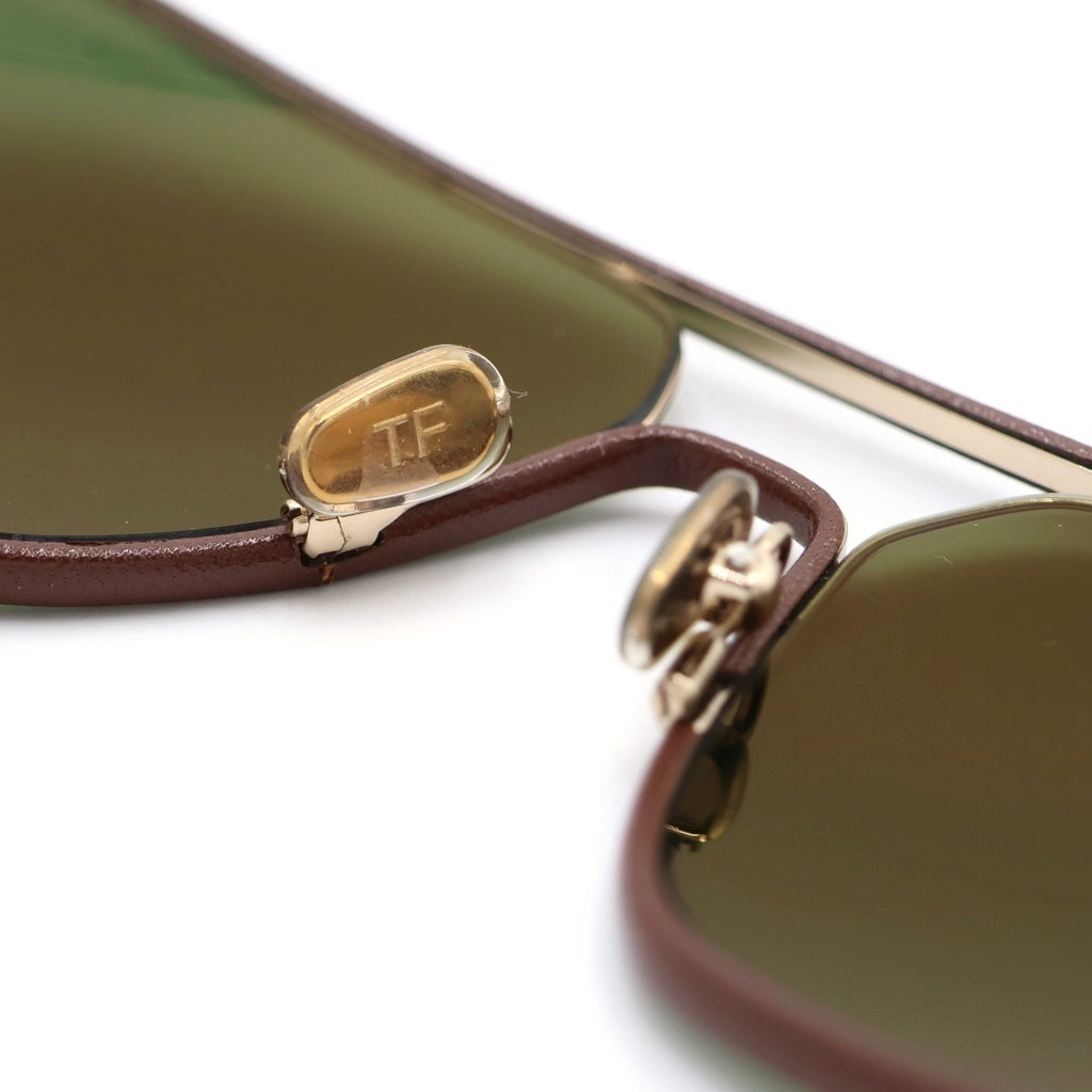 TOM FORD(トムフォード) Cliff-02 TF1015 サングラス アイウェア メガネ 眼鏡 カラーレンズ ティアドロップ レザー ブラック/ブラウン