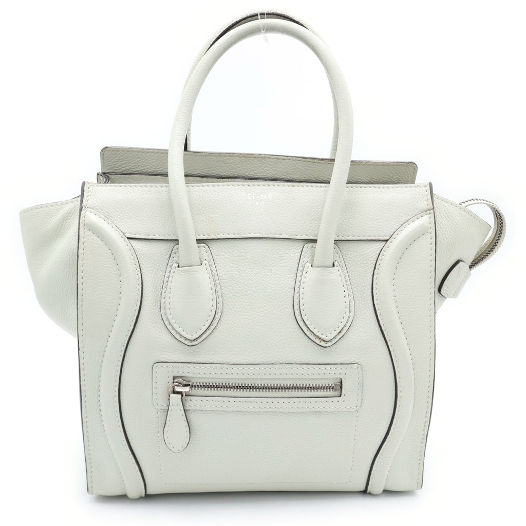 CELINE(セリーヌ) ラゲージ マイクロ ハンドバッグ ライトグリーン レザー シルバー金具 レディース