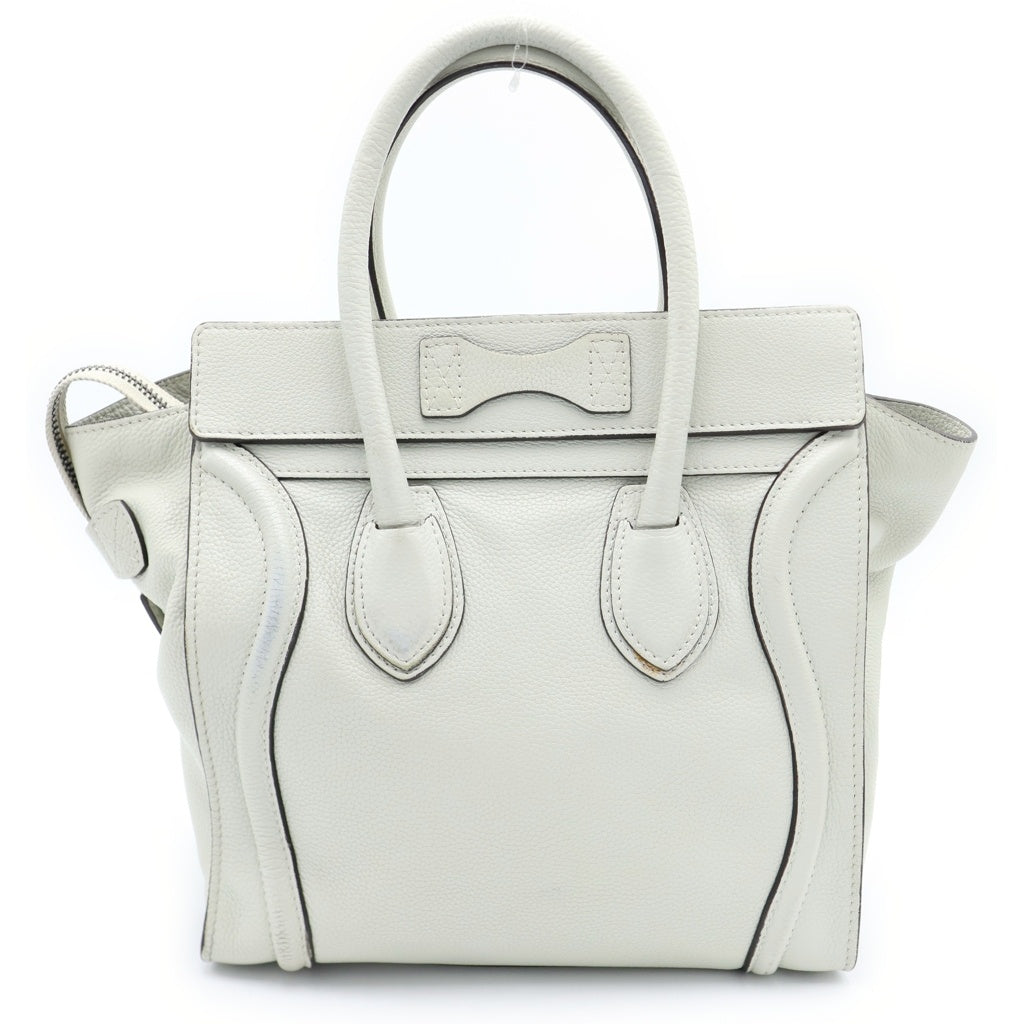 CELINE(セリーヌ) ラゲージ マイクロ ハンドバッグ ライトグリーン レザー シルバー金具 レディース