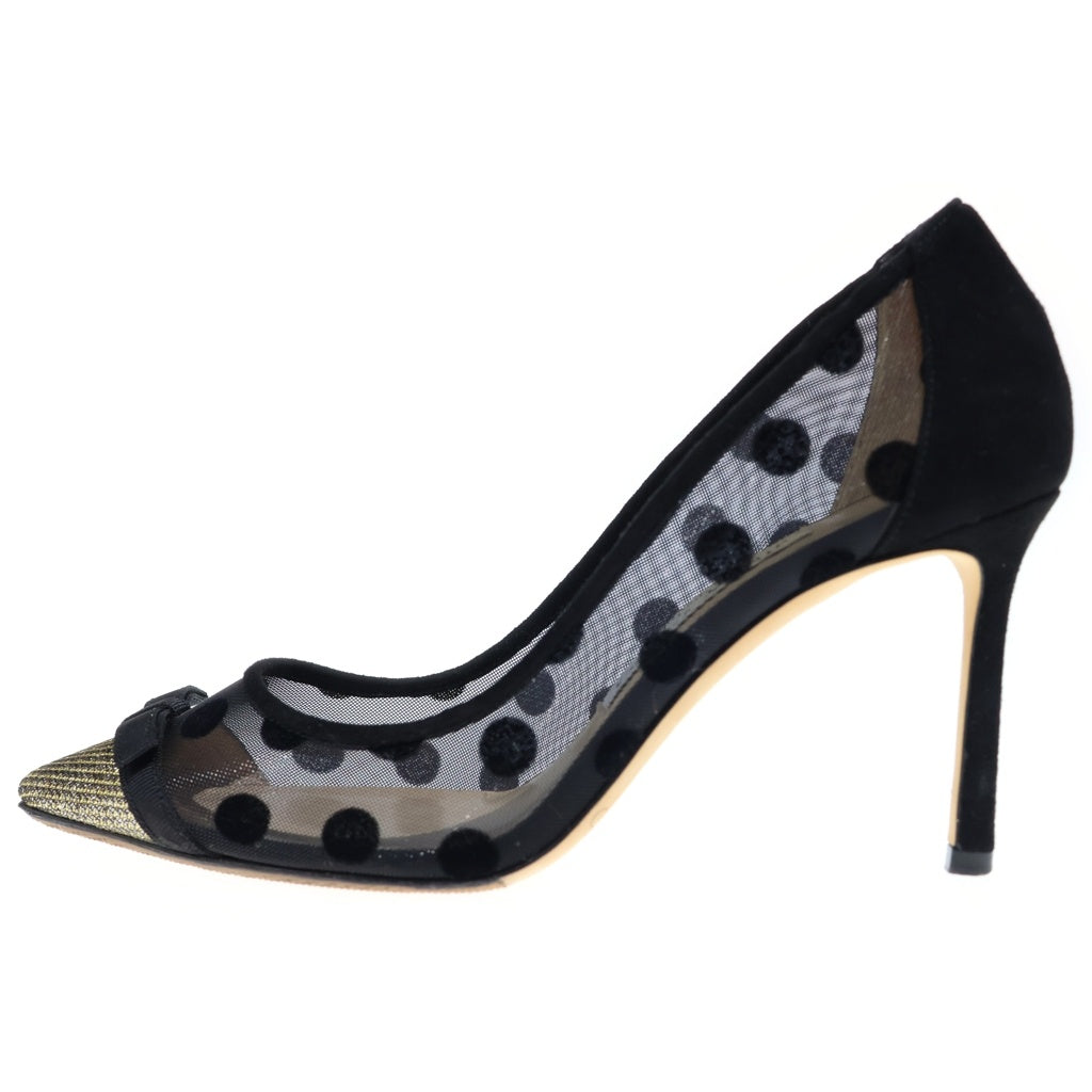 JIMMY CHOO(ジミーチュウ) ドロシー ポルカドット メッシュヒールパンプス グリッター ブラック #35 1/2 レディース