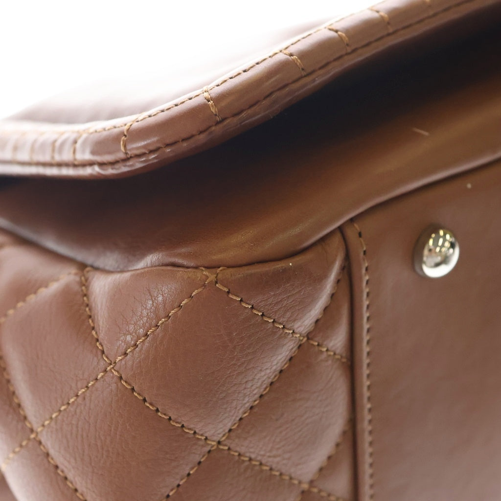 CHANEL(シャネル) ココマーク フリンジ チェーンショルダーフラップバッグ ハンドバッグ ブラウン レザー シルバー金具 レディース