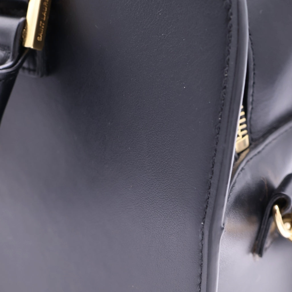 SAINT LAURENT PARIS(サンローランパリ) ベイビーカバス 2WAY ハンドバッグ ショルダーバッグ ブラック レザー 568853 ゴールド金具 レディース