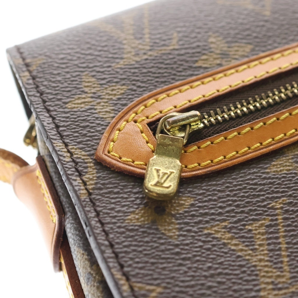 LOUIS VUITTON(ルイヴィトン) モノグラム サンジェルマン24 ショルダーバッグ ブラウン レザー×PVC M51210 ゴールド金具 レディース