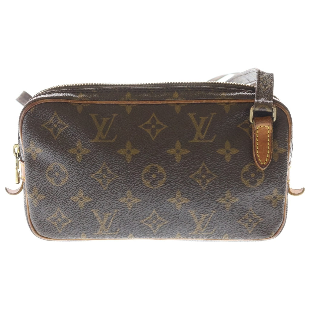 LOUIS VUITTON(ルイヴィトン) モノグラム マルリー バンドリエール ショルダーバッグ ミニバッグ ブラウン レザー×PVC M51828 ゴールド金具 レディース