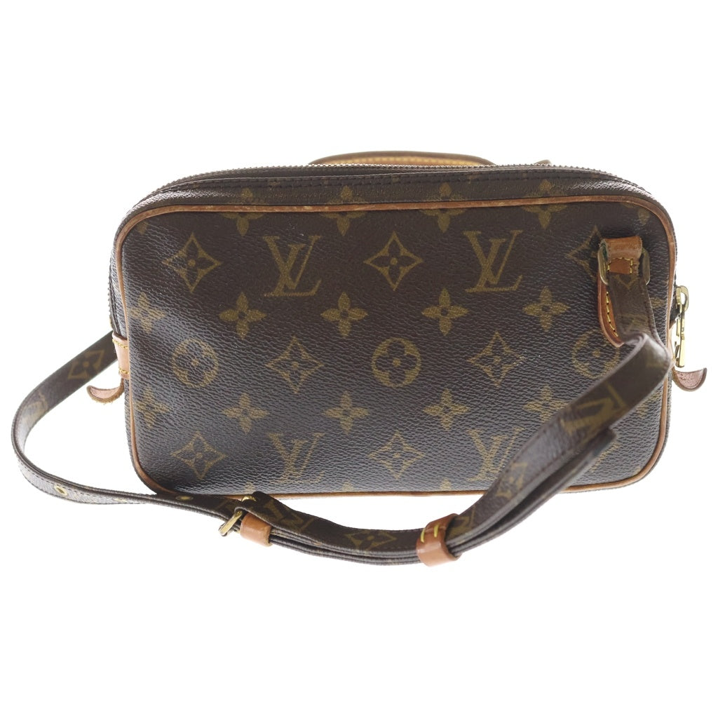LOUIS VUITTON(ルイヴィトン) モノグラム マルリー バンドリエール ショルダーバッグ ミニバッグ ブラウン レザー×PVC M51828 ゴールド金具 レディース