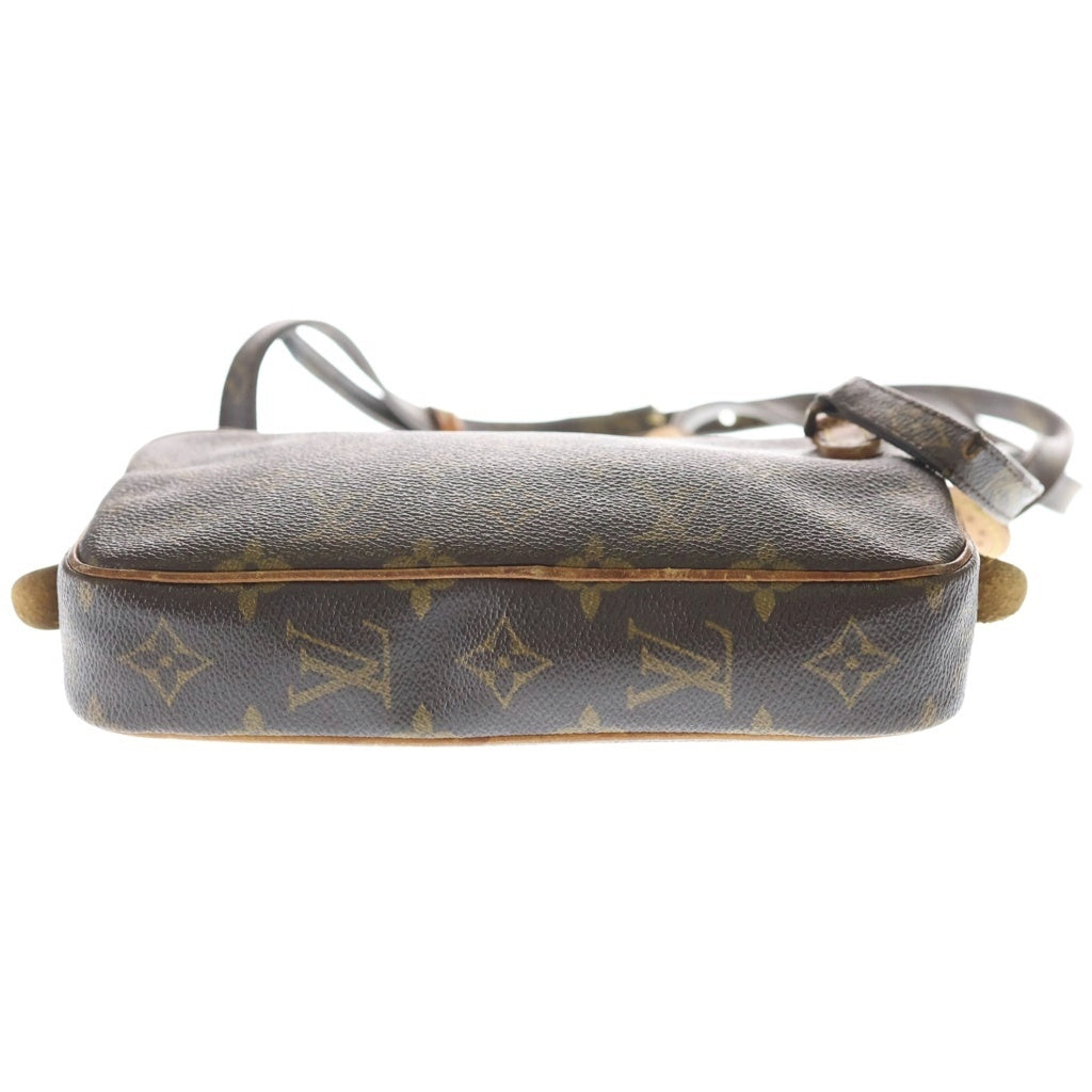 LOUIS VUITTON(ルイヴィトン) モノグラム マルリー バンドリエール ショルダーバッグ ミニバッグ ブラウン レザー×PVC M51828 ゴールド金具 レディース