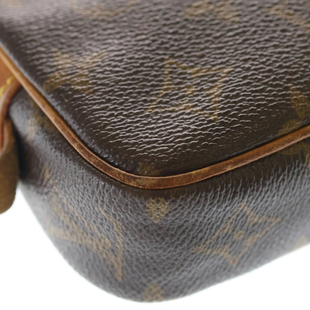 LOUIS VUITTON(ルイヴィトン) モノグラム マルリー バンドリエール ショルダーバッグ ミニバッグ ブラウン レザー×PVC M51828 ゴールド金具 レディース