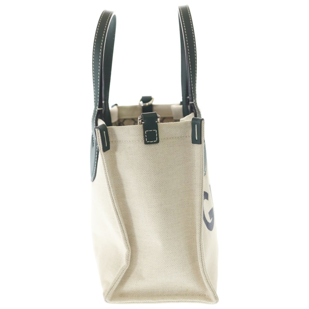 GUCCI(グッチ) リドコレクション GUCCIプリント ロゴ キャンバス レザー 2WAY ハンドバッグ ショルダーバッグ ベージュ/グリーン 772144 レディース