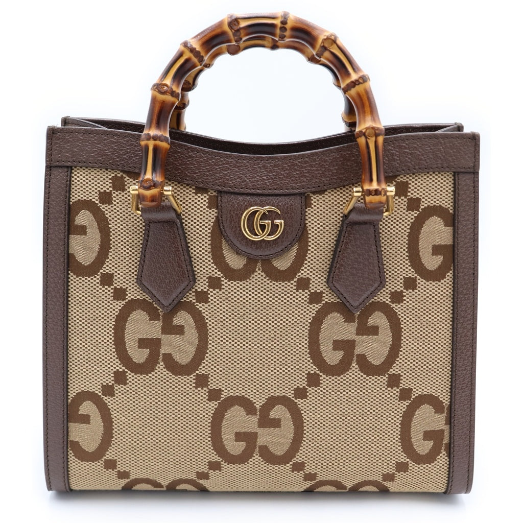 GUCCI(グッチ) ジャンボGG ダイアナ バンブー キャンバス レザー 2WAY ハンドバッグ ショルダーバッグ ブラウン 660195 レディース