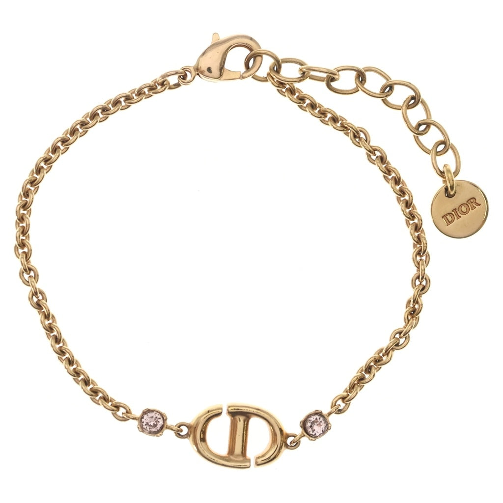 Christian Dior(クリスチャンディオール) CDロゴ ラインストーン チェーン ブレスレット ゴールド レディース