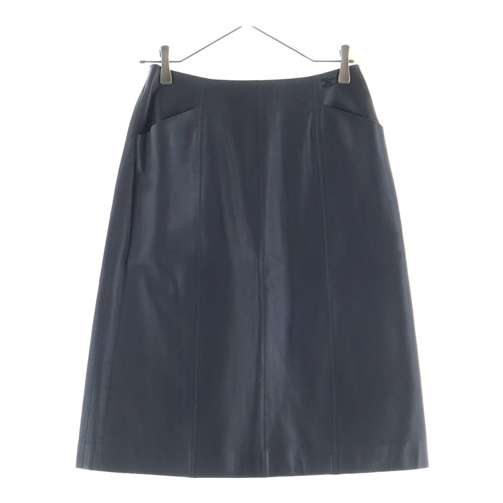 CHANEL(シャネル) ヴィンテージ レザー ロングスカート ブラック #36 P19745V01146 レディース