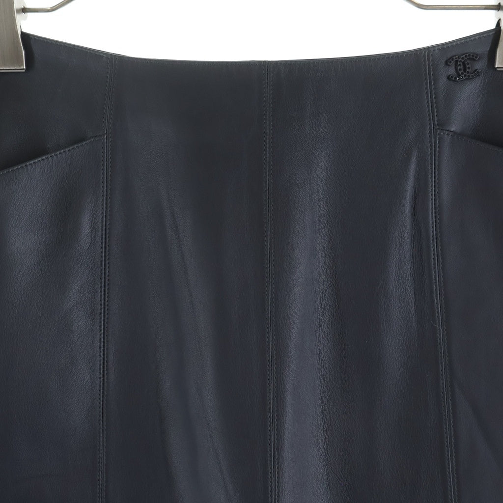 CHANEL(シャネル) ヴィンテージ レザー ロングスカート ブラック #36 P19745V01146 レディース