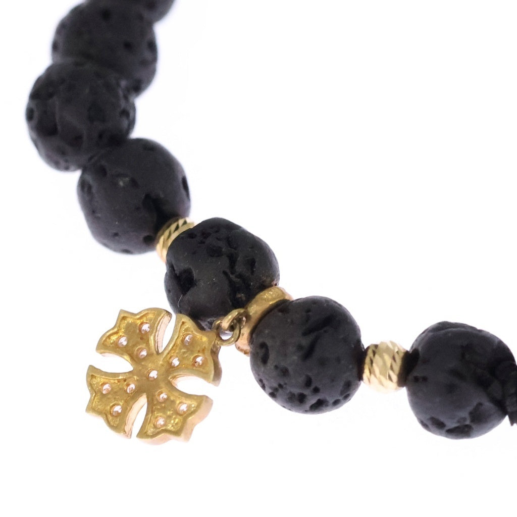 Loree Rodkin(ローリーロドキン) LAVA STONE ラヴァストーン ブレスレット クロスチャーム 18K ゴールド ブラック