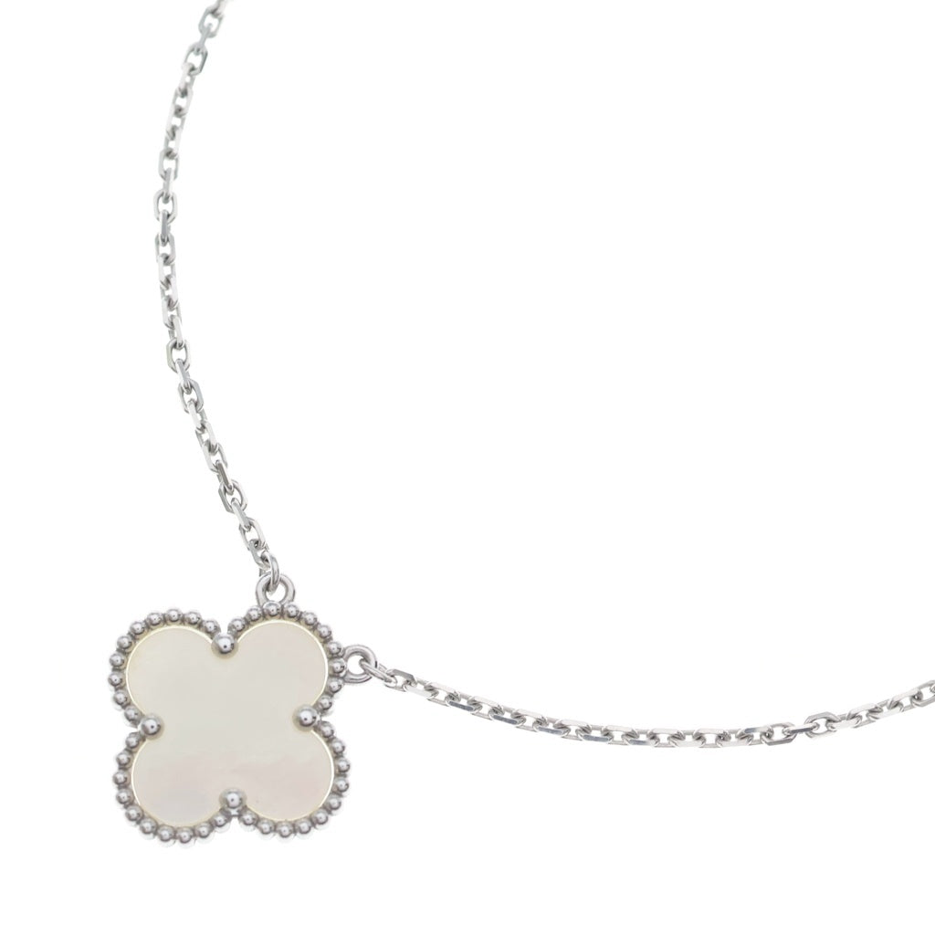 Van Cleef & Arpels(ヴァンクリーフアンドアーペル) ヴィンテージアルハンブラ マザーオブパール ネックレス K18WG ホワイトゴールド VCARF48700 レディース