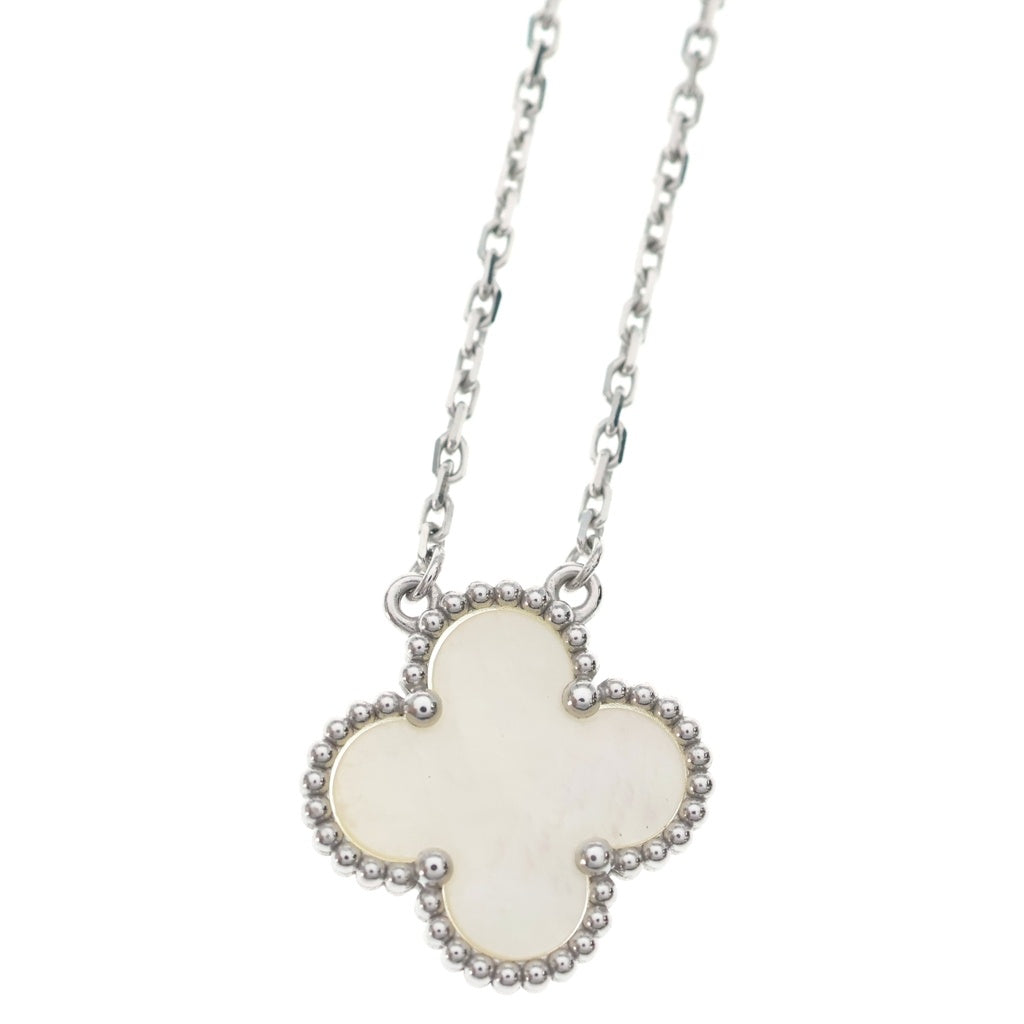 Van Cleef & Arpels(ヴァンクリーフアンドアーペル) ヴィンテージアルハンブラ マザーオブパール ネックレス K18WG ホワイトゴールド VCARF48700 レディース