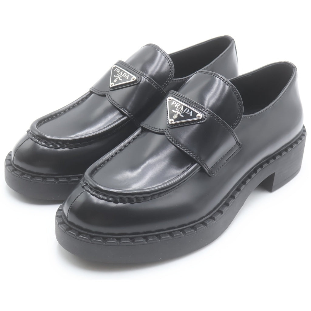 PRADA ローファー ブラック レザー トライアングルロゴ PRADA(プラダ) トライアングルロゴプレート レザーローファー 革靴