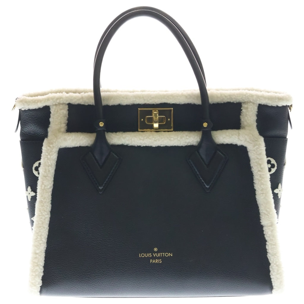 LOUIS VUITTON(ルイヴィトン) オンマイサイド MM ノワール シアリング モノグラム レザー 2WAY ハンド ショルダーバッグ ゴールド金具 ブラック M58908 レディース