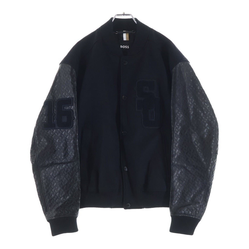 HUGO BOSS(ヒューゴボス) xSHOHEI OHTANI 大谷翔平コラボ 袖レザー切り替え スタジャン ジャケット 世界100着限定 ウール ブラック I50517984