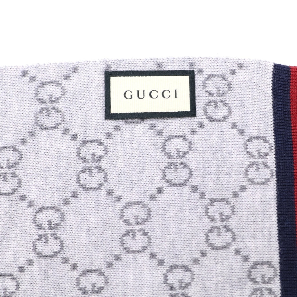 GUCCI(グッチ) GG シェリーライン ウール ニット マフラー グレー