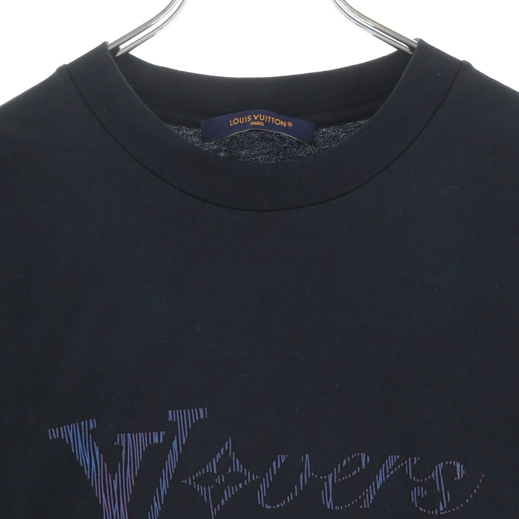 LOUIS VUITTON(ルイヴィトン) イリデセント LV バーズ ロゴプリントTシャツ カットソー コットン ブラック RM252MV