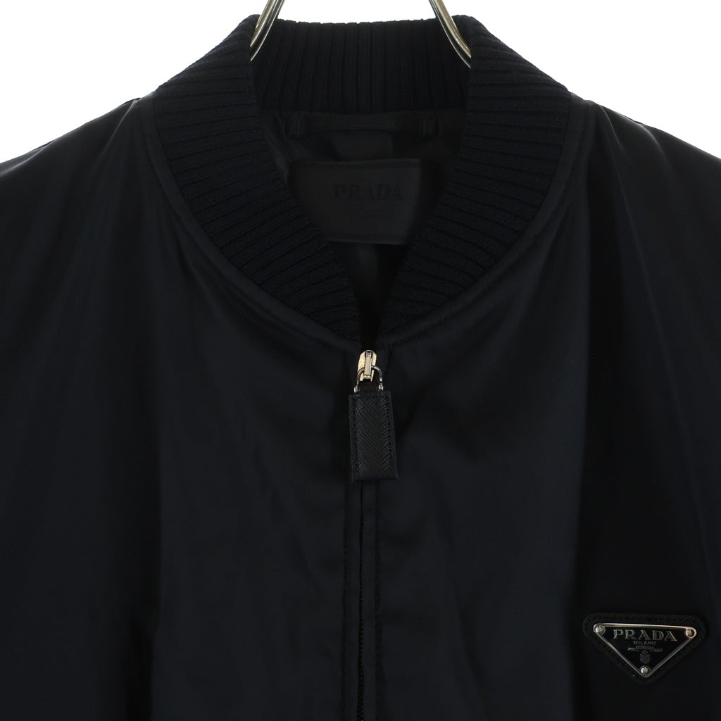 PRADA(プラダ) RE-NYLON トライアングルロゴプレート ジップアップ ボンバージャケット ブルゾン ブラック SGH038 RWP0 1WQ8