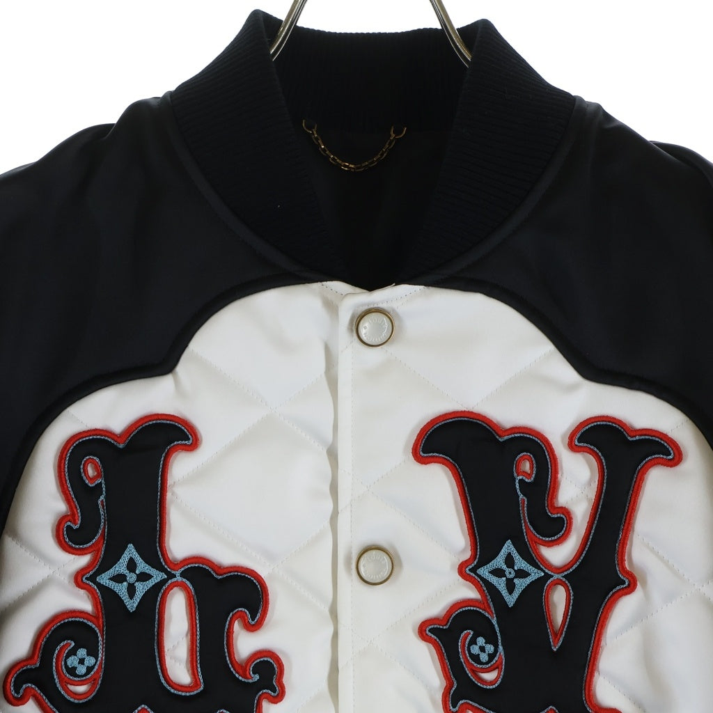 LOUIS VUITTON(ルイヴィトン) 24AW LV ウエスタン バイカラー サテン ボンバージャケット ブルゾン ホワイト/ブラック RM242M MDM HRB75E