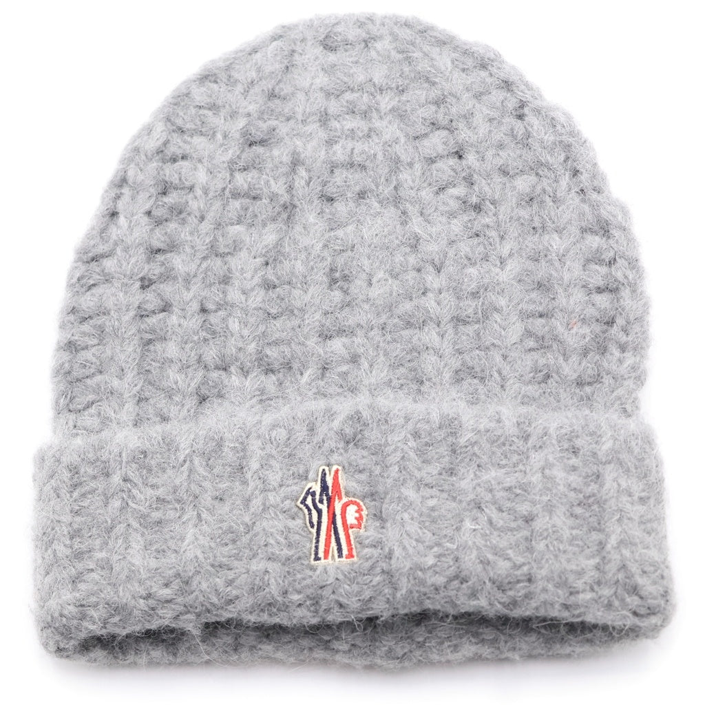 MONCLER(モンクレール) 25AW ロゴ刺繍 アルパカ ウール混 ニットキャップ 帽子 ビーニー グレー K20983B00001 M5381 レディース