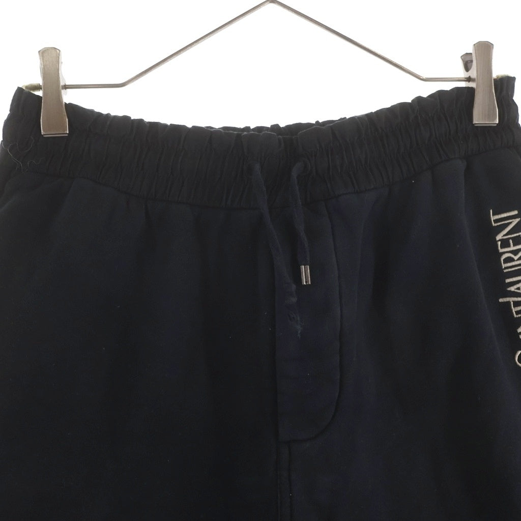 SAINT LAURENT PARIS(サンローランパリ) 23SS ロゴ刺繍 スウェット ショート ハーフ パンツ ショーツ ブラック 732762