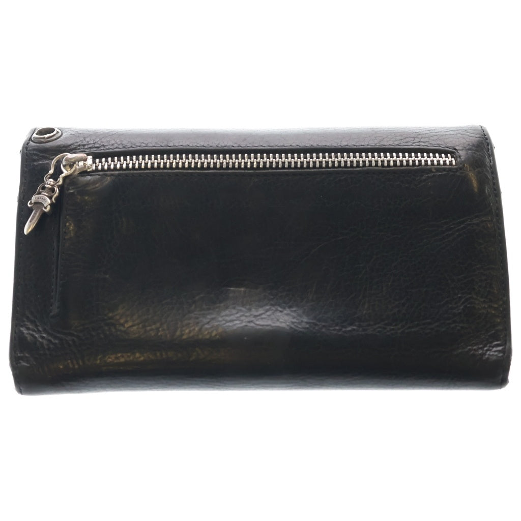 CHROME HEARTS(クロムハーツ) WAVE ウェーブ レザーロングウォレット 長財布 カードケース ブラック レザー