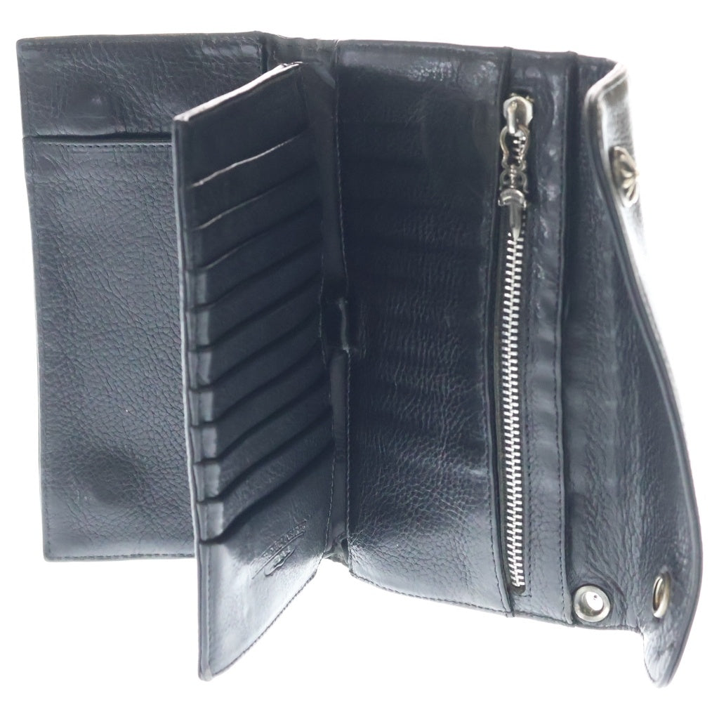 CHROME HEARTS(クロムハーツ) WAVE ウェーブ レザーロングウォレット 長財布 カードケース ブラック レザー