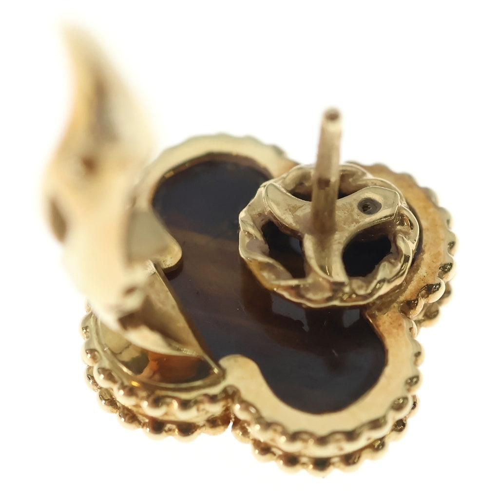 Van Cleef & Arpels(ヴァンクリーフアンドアーペル) ヴィンテージアルハンブラ タイガーアイ ピアス 750YG イエローゴールド レディース