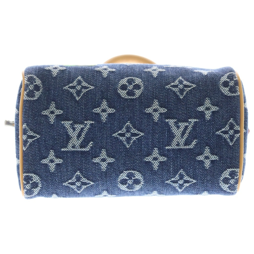 LOUIS VUITTON(ルイヴィトン) モノグラムフラワーデニム スピーディ・バンドリエール18 2WAYハンドバッグ ショルダーバッグ インディゴブルー×レザー M27557 シルバー金具 レディース