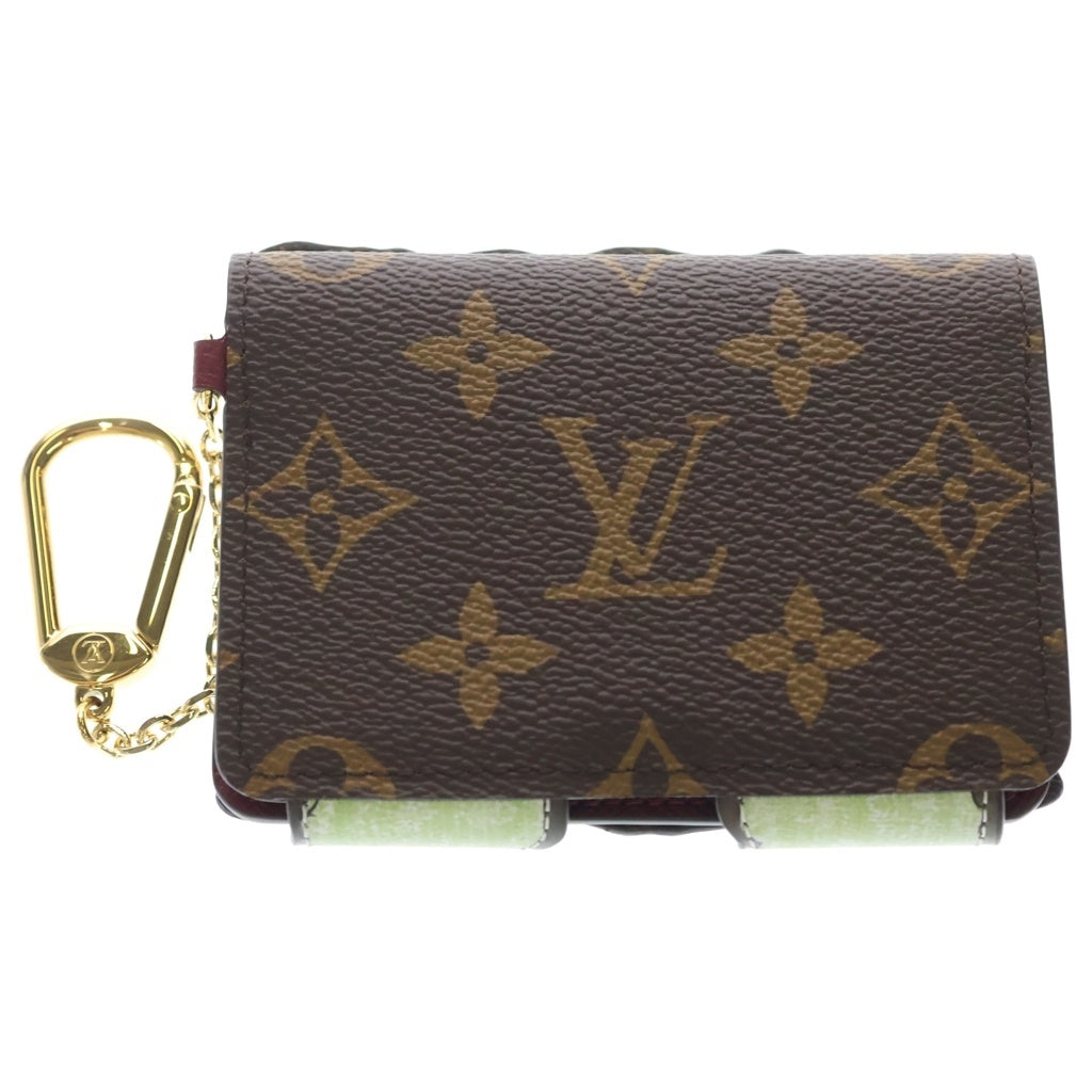 LOUIS VUITTON(ルイヴィトン) パウケット・パース バッグチャーム カードケース ミニ財布 ブラウン レザー×PVC M25732 ゴールド金具 レディース