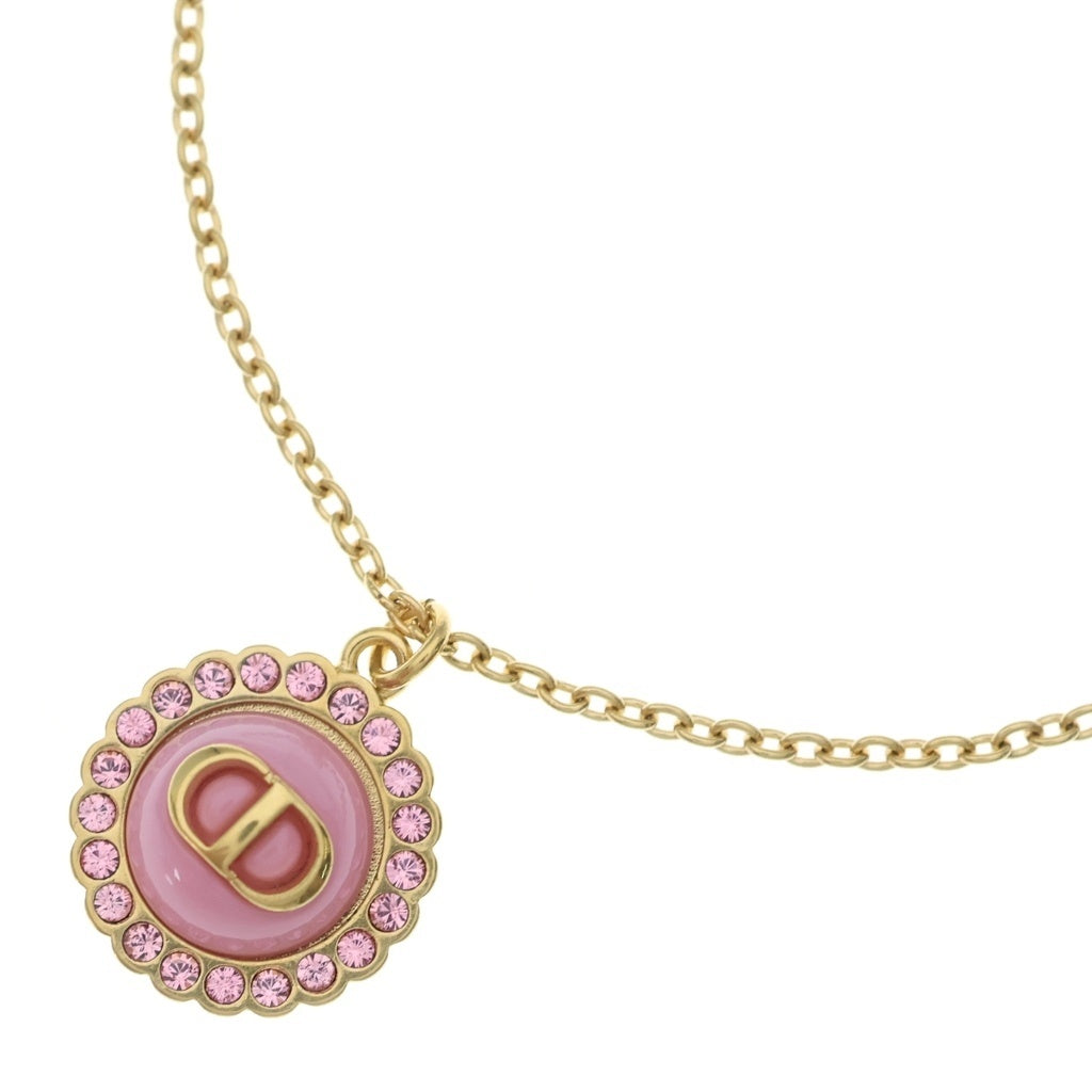 DIOR(ディオール) PETIT CDロゴ ラインストーン ネックレス ペンダント チェーン ゴールド×ピンク N2636WOMCY レディース